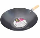 30cm Non-Stick Wok Fry Pan Carbon Steel Wooden Handle for Stir Fry, Grill, Cook