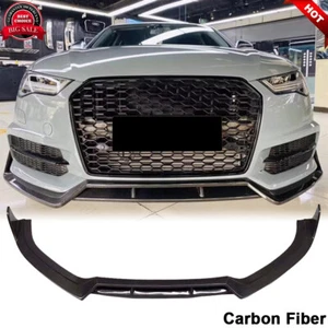 For AUDI A6 C7 S-LINE S6 2016-2019 REAL CARBON Front Bumper Lip Spoiler Body Kit - Picture 1 of 12