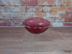 Cenicero de vidrio artístico soplado a mano transparente de arándano manchas doradas - Imagen 1 de 4