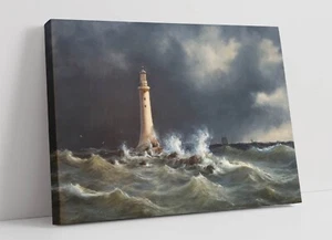 ANTON MELBYE, EDDYSTONE LIGHTHOUSE -CANVAS WALL ARTWORK PICTURE PRINT - Picture 1 of 2