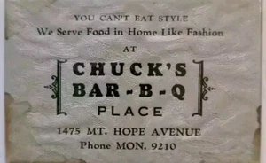 Rochester NY Vtg Chucks Barb-B-Q Place Mt Hope Avenue pocket mirror advertising - Picture 1 of 2