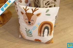 Kid's Bedroom Digital Printed Decor Cushion Cover 42x42cm Rainbow and Animals - Picture 1 of 7