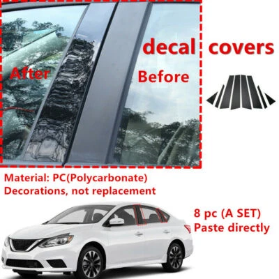 Capa guarnição porta postes janela pilar preto piano para Nissan Sentra 2013-2019 - Imagem 1 de 4