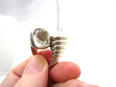Impresionante anillo de derivación Bedeg de topacio blanco de plata esterlina de John Hardy vintage Estate Foto 1 de 4
