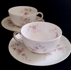 Set of 2 Theodore Haviland Limoges France Tea Cups and Saucers with Pink Flowers