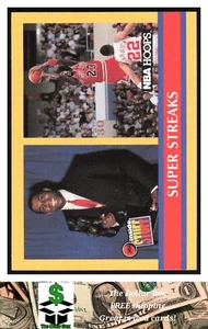 1990-91 Aros #385 Super Streaks - Magic Johnson Michael Jordan - Imagen 1 de 2
