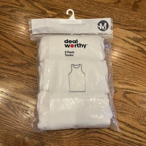 Men’s White Ribbed Tank Tops (3 In A Pack) Size Medium - New In Package - Picture 1 of 4