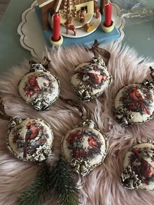 6 Stück Vintage, Christbaumkugel Medaillon Weihnachtskugel, 100% Handarbeit NEU - Bild 1 von 7