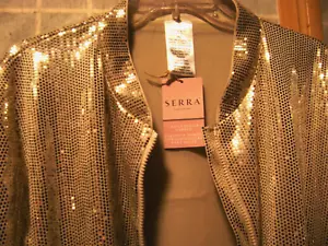 SERRA NEU MIT ETIKETT DAMEN PAILLETTEN BOMBER exklusiv goldfarben XL Gr. - Bild 1 von 5