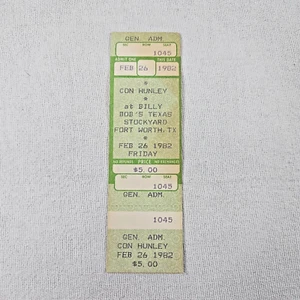 Con Hunley @ Billy Bob's Texas Feb 26, 1982 Gen Adm Ticket Fort Worth Stockyards - Picture 1 of 2