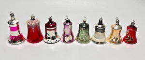 Old Vintage Soviet Russian Blown Glass Christmas Ornaments Mica Bell Lot of 8 - Picture 1 of 13