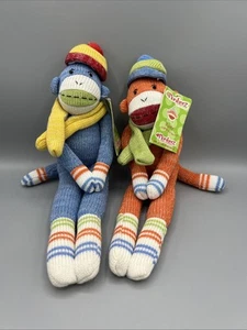Monkeez Seasons of Cannons Falls Sock Monkey Family 14" Striped Magnetic Hands - Picture 1 of 12
