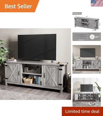 Современный фермерский развлекательный центр со шкафами для хранения 65-дюймовых телевизоров - Изображение 1 из 4