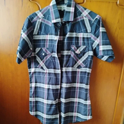 Camisa de niño Bruno Valenti a cuadros con cuello ajustado talla 13-14 años  Foto 1 de 4
