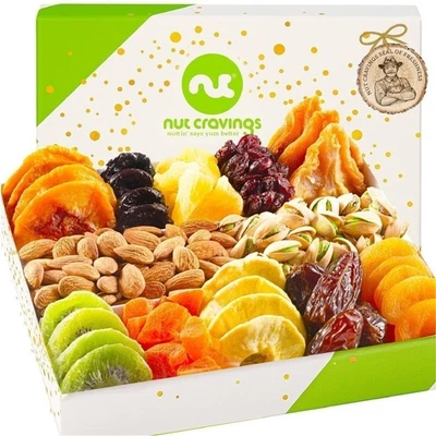Cesta de frutos secos para antojos de nueces - Bandeja de caja de regalo blanca surtido de 12 piezas Foto 1 de 4