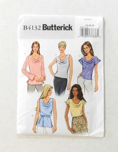 Butterick B4132 Uncut Sewing Pattern Sizes 14 16 18 Cowl Neck Top Belt - Picture 1 of 4