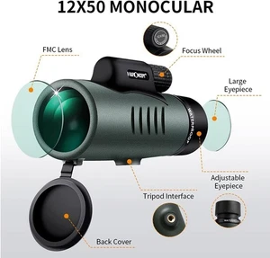 K&F Concept 12X42 Monocular Telescope Monocular for Bird Watching Hiking Camping - Picture 1 of 4