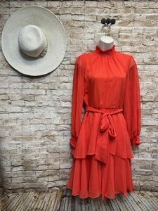 Alex Marie Women Red Chiffon Long Sleeve Dress Size 2 - Picture 1 of 7