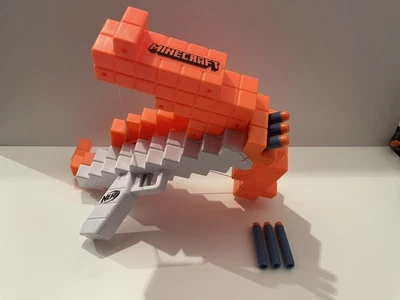 Ballesta oficial Nerf Minecraft Pillagers pistola de juguete arco naranja blanco x6 balas - Imagen 1 de 4