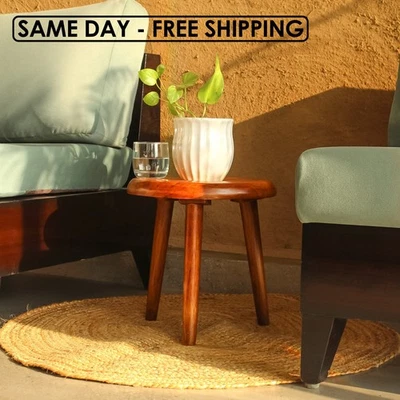 3 leg wooden stool - Image 1 of 4