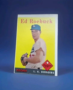 1958 Topps Baseballkarte Los Angeles Dodgers Ed Roebuck P Vintage #435 keine Knicke Ex - Bild 1 von 2
