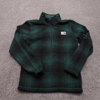 Pullover polar The North Face para hombre pequeño verde negro parche a cuadros cuarto cremallera Foto 1 de 4