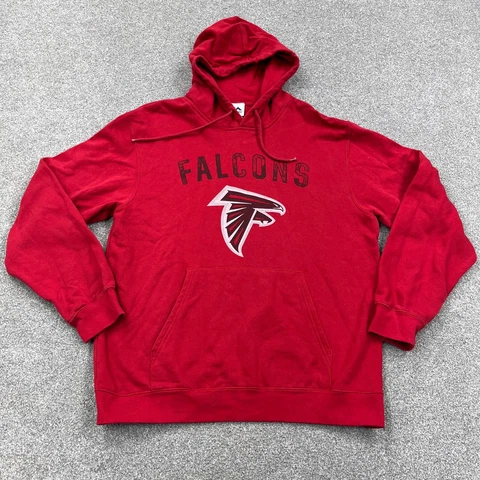 Atlanta Falcons Hoodie Men Large Red Pullover Hooded Sweatshirt Sweater Adult Cover