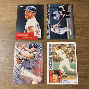 WADE BOGGS 1996 PACIFIC CROWN/2022 Topps Chrome/1984 Topps/Stadium 4-Card Lot