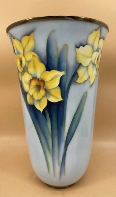 Japanese Taisho Cloisonne Vase Silver Mounts W/ Irises, Signed Ando - Image 1 of 4