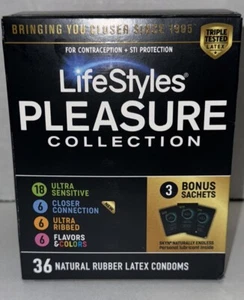 LifeStyles Pleasure Collection Assorted Lubricated Latex Condoms Ring 36 Ct - Picture 1 of 1