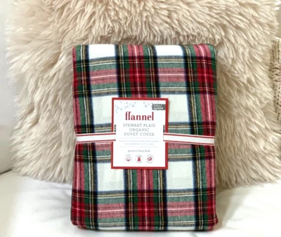 Funda nórdica orgánica a cuadros Stewart de franela Pottery Barn Kids nueva con etiquetas - completa/reina Foto 1 de 4