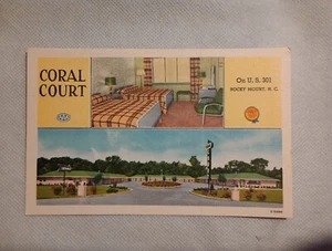 Postal de lino vintage Coral Court - Rocky Mount, Carolina del Norte era 40 E12990 - Imagen 1 de 6