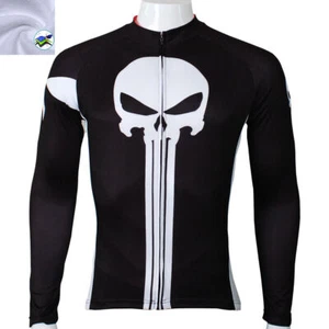 Skull Men's Winter Cycling Jersey Long Sleeve Thermal Cycling Shirt Cycle Top - Picture 1 of 5