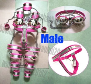 9pz Polsini Coscia Castity Cintura Acciaio Inox Braccio Polsini Coscia Caviglia Nuovo - Foto 1 di 12