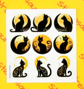 Micro Halloween Black Cats Mini Sticker Sheet - Picture 1 of 3