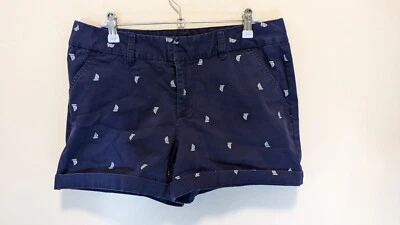 Pantalones Cortos De Colección Le Tigre Para Mujer Azul Marino Estampado Velero Talla 10 Náuticos Foto 1 de 4