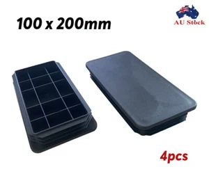4 x Plastic Caps 100mmx200mm Trailer End Cap Rectangular Tube Insert Black Cover - Picture 1 of 1