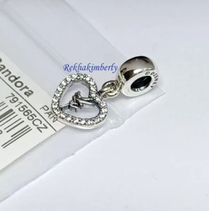 Pandora Disney Tinkerbell Dangle Charm Heart S925ALE Clear CZ Authentic 791565CZ - Picture 1 of 11