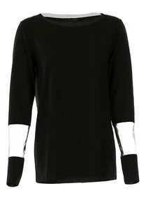 LUUKAA Shirt Jersey mit Tüll Gr 46 (5) schwarz langarm - Bild 1 von 2