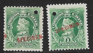 Chile 1901-02, 1c Columbus, American Bank Note Co. zwei verschiedene SPECIMEN NH #51 - Bild 1 von 1