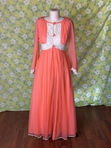 Vintage 60s Gossard Artemis 2 Pc Robe Peignoir Nightgown Romantic Maxi Sm Petite - Picture 1 of 11
