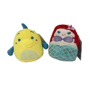 Disney Squishmallows Ariel & Flounder 5” Juego de Peluche Sirenita Nuevo con Etiquetas Par - Imagen 1 de 9