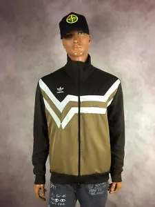 Men's Adidas Originals Full Zip TT Geometric Firebird Brown Retro Jacket Size L - Picture 1 of 5