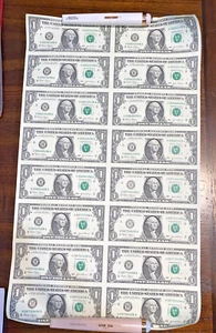 2003 Series Uncut Sheet of 16 One Dollar Federal Reserve - Picture 1 of 17