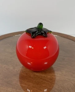 Vintage Murano Style Hand Blown Art Glass •TOMATO• w. Applied Stem - Picture 1 of 3