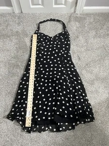 Maggy London Women's Size 14 Black 100% Silk Halter Neck Fit & Flare Party Dress - Picture 1 of 6