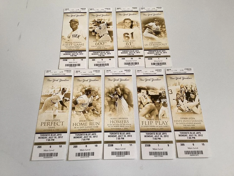 YANKEES 2012 TICKET STUB 7/16/12 VS BLUE JAYS~PICK A COVER - Image 1 of 1