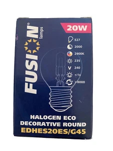 Fusion Lamps 20w-E27-2900k-240v Halogen Eco Decorative Round EDHES20ES/G45 X5 - Picture 1 of 1