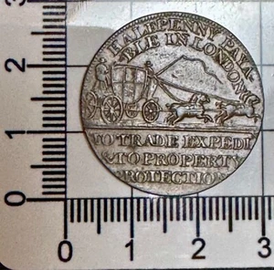 X294: Vorzüglich Erhaltung 1795 Conder Medaille - Palmer Postkutsche Halfpenny, DH 366 - Bild 1 von 2