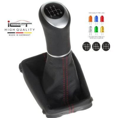 ICT pomo cambio funda palanca por Volvo V70 2000-2014 cuero LED hilo rojo C08 Foto 1 de 4